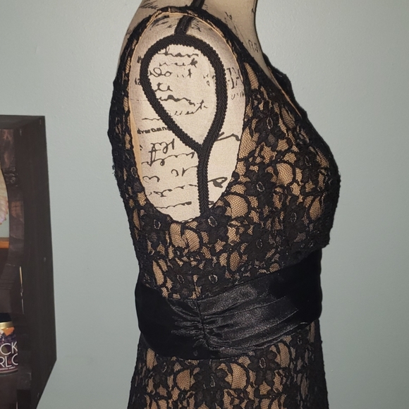 S.L. Fashions Lace Overlay Sequins A-line Dress - Picture 5 of 8